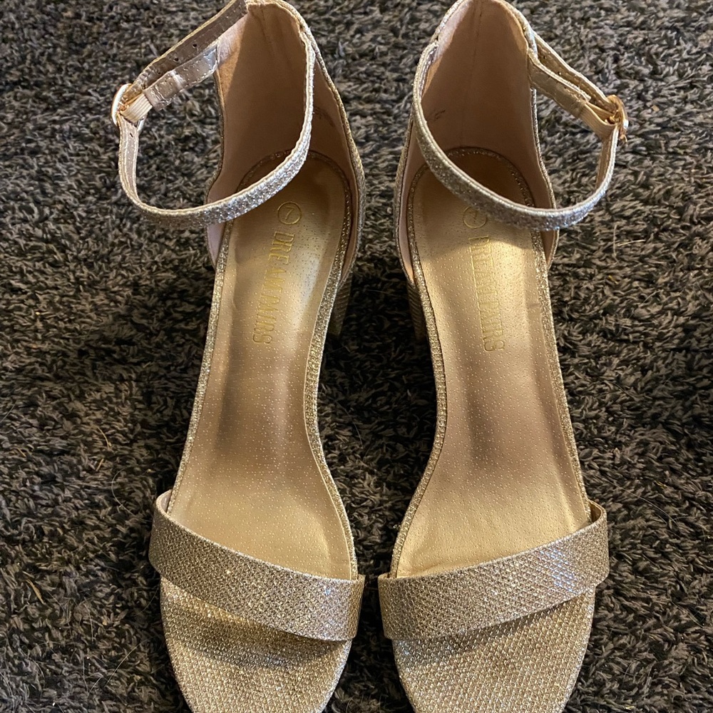 Gold Low Chunk Heel